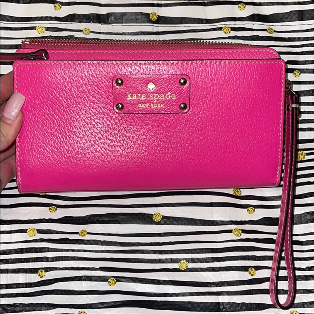 Hot pink Kate spade wristlet wallet